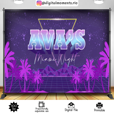 Miami Nights - Backdrop - Birthday