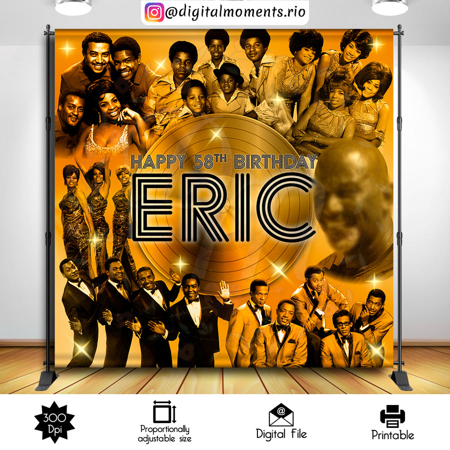 Motown 8x8 Custom Backdrop with picture, Digital file only | Custom Digital Download for Kids Party or Event