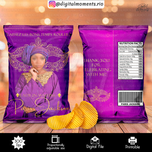 Mardi Gras Chip Bag, events, custom, masquerade, bag, design, chip