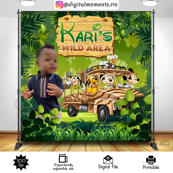 Mickey Safari 8x8 Custom Backdrop with 1 picture, Custom Digital File | Digital Download for Events for Events. 1, 8x8, arts, backdrop, back…