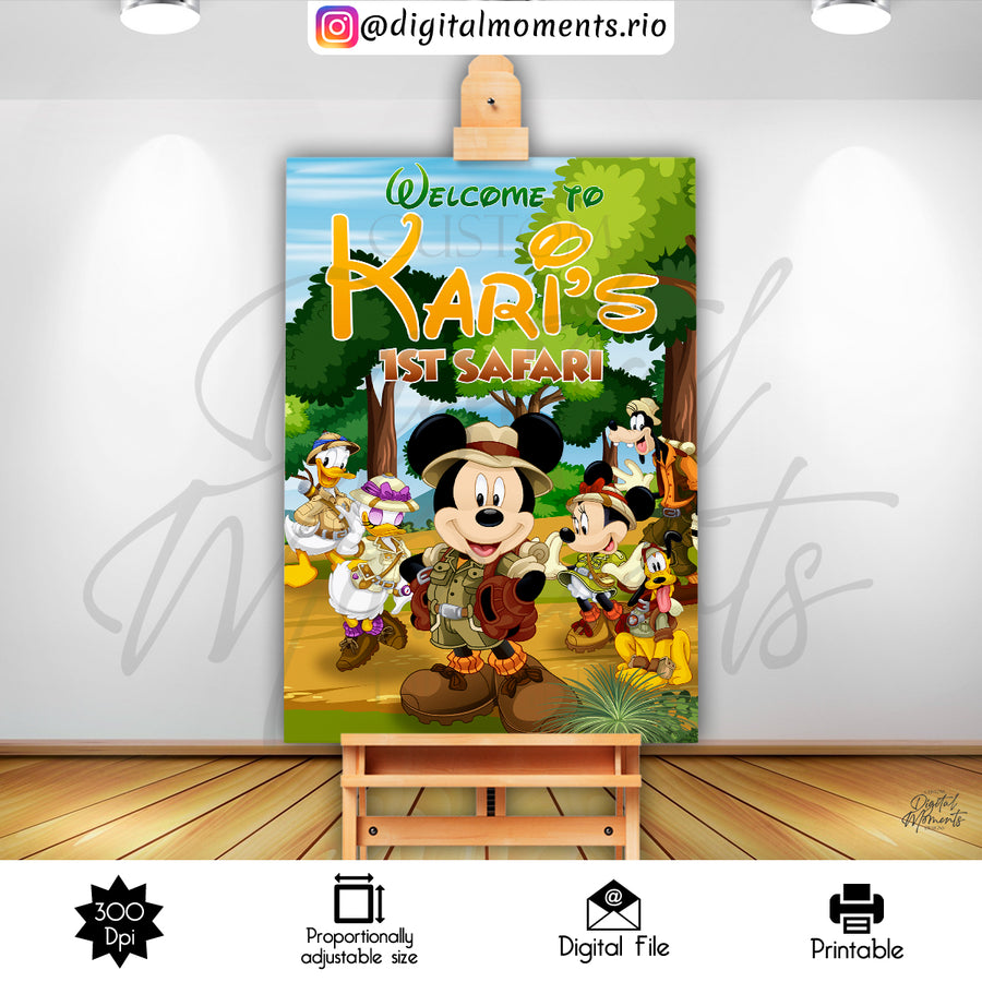 Mickey Safari 24x36 Welcome Sign Custom Design, Digital file only | Custom Digital Download for Kids Party or Event