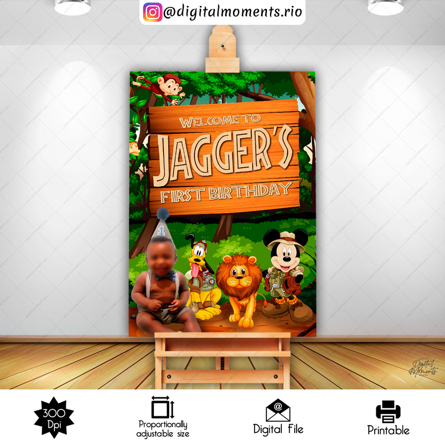 Mickey Safari 24x36 Welcome Sign Custom Design, Digital file only | Custom Digital Download for Kids Party or Event