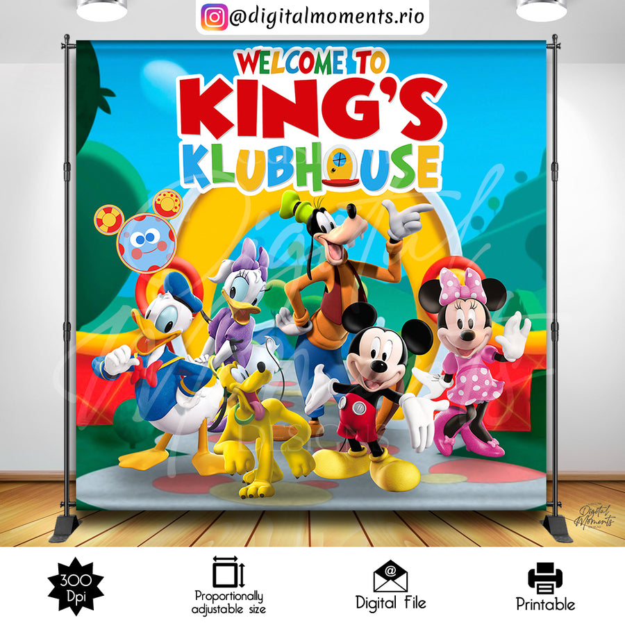 Mickey Clubhouse 8x8 Custom Backdrop, Digital file only | Custom Digital Download for Retirement Event
