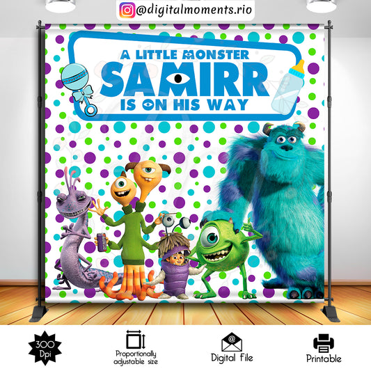 Monster Inc. Cumpleaños 8x8 Diseño de fondo personalizado, solo archivo digital