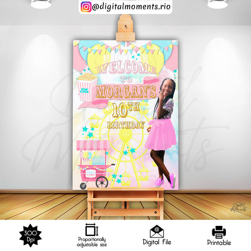 Carnival 24x36 Birthday Welcome Sign Custom Design, Custom Digital File | Digital Download for Events