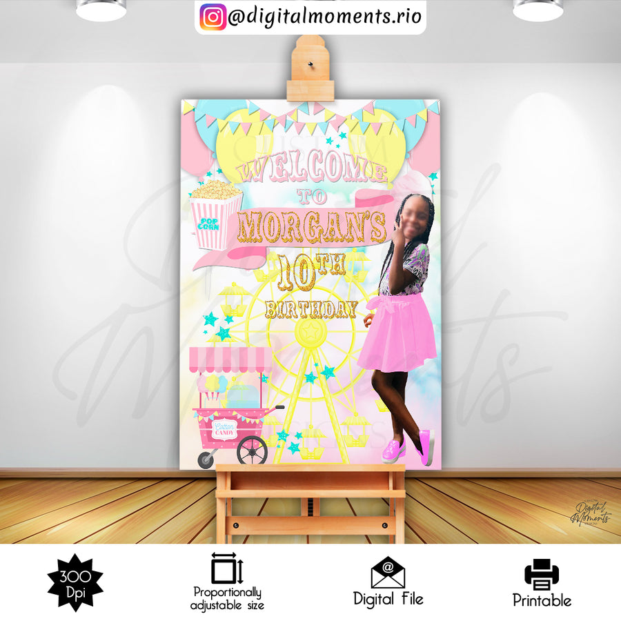 Carnival 24x36 Birthday Welcome Sign Custom Design, Digital file only | Custom Digital Download for Kids Party or Event