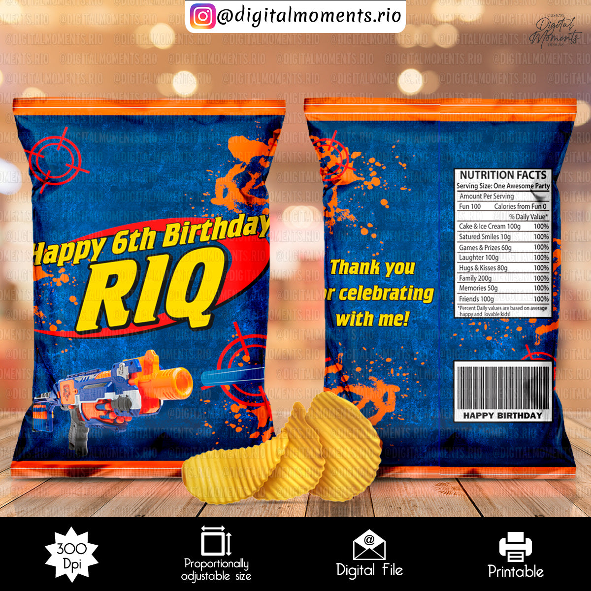 Nerf Chip Bag Riq, events, custom, bag, nerf, design, chip