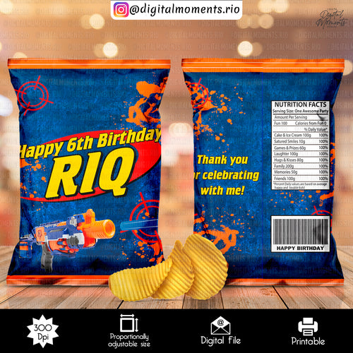 Nerf Chip Bag Riq, events, custom, bag, nerf, design, chip