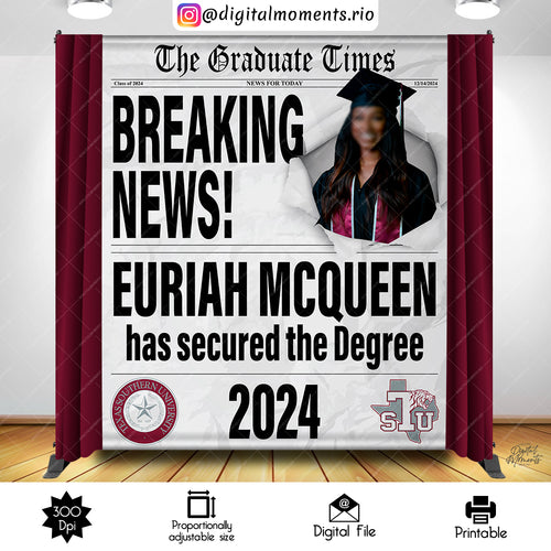 Newspaper Graduation 6x7 Euriah, 6x7, events, custom, picture, news, breaking, backdrop
