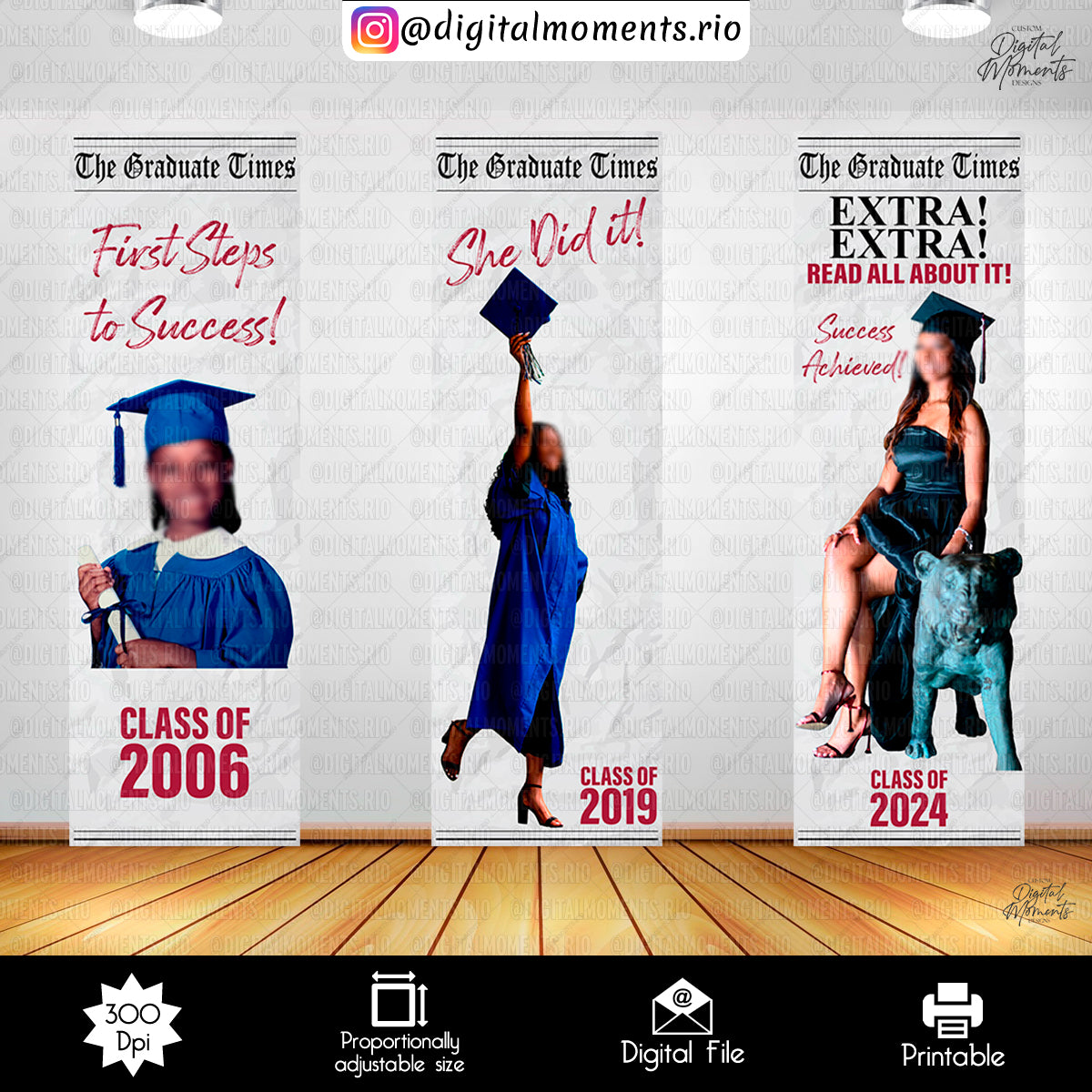 Newspaper Graduation Panel 2x6 Euriah 02, events, custom, panel, graduation, wall, design