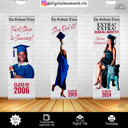 Newspaper Graduation Panel 2x6 Euriah 02, events, custom, panel, graduation, wall, design