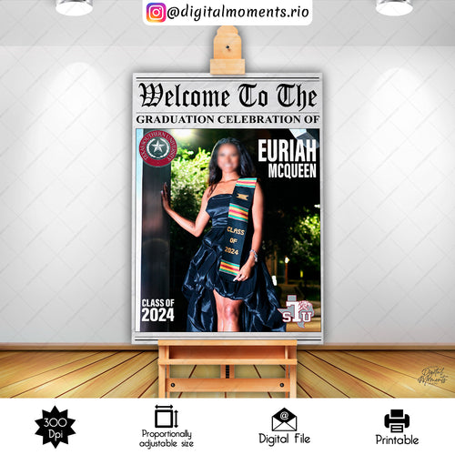 Newspaper 24x36 Graduation Welcome Sign Custom Design, Digital file only