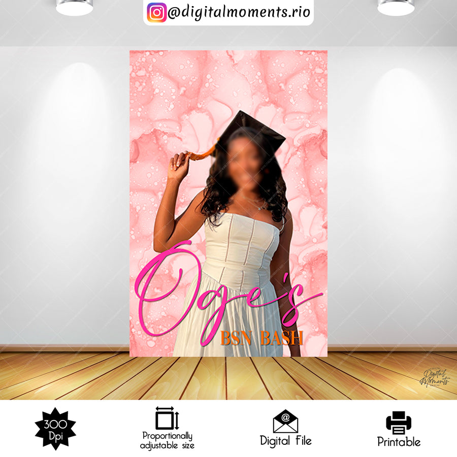 Shades of Pink 4x6 Panel Custom Design with picture, Digital file only | Custom Digital Download for Kids Party or Event