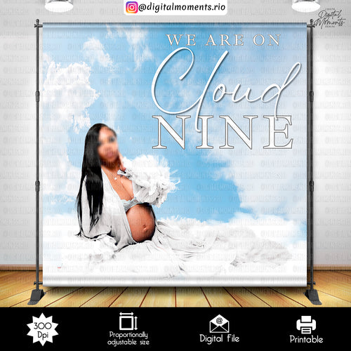 On Cloud Nine 8x8 Baby Shower Custom Backdrop, Custom Digital File | Digital Download for Events