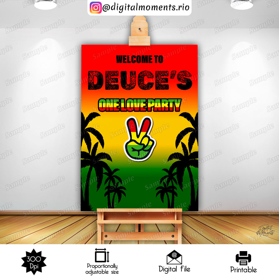 One Love 24x36 Welcome Sign Custom Design, Digital file only | Custom Digital Download for Kids Party or Event