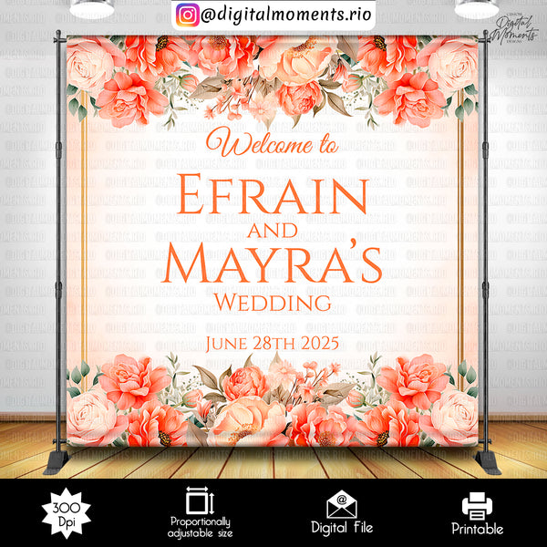 Floral Wedding 8x8 Custom Backdrop, Custom Digital File | Digital Download for Events for Events. 8x8, arts, backdrop, backdrop-sign, celebr…