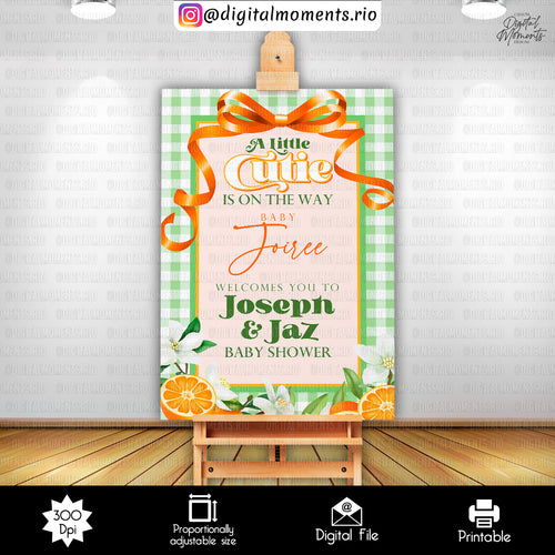 A Little Cutie 24x36 Welcome Sign Custom Design, Digital file only | Digital Download for Events