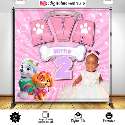 Paw Patrol 8x8 Custom Backdrop with picture, Digital file only