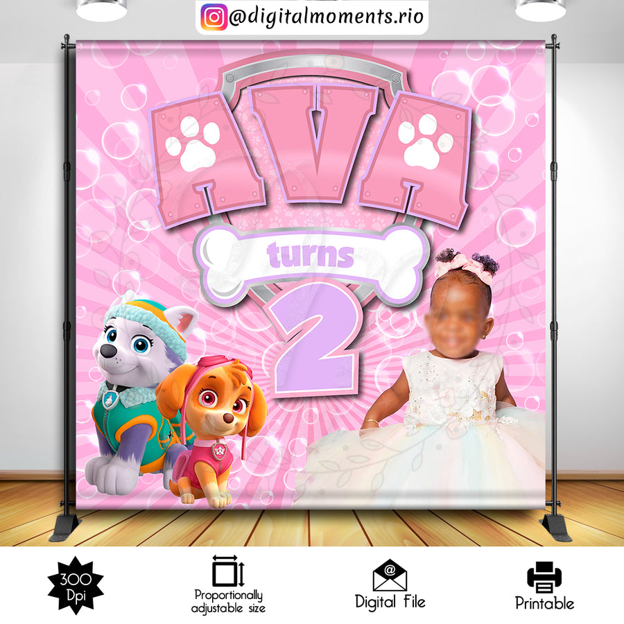 Paw Patrol 8x8 Custom Backdrop with picture, Digital file only | Custom Digital Download for Kids Party or Event