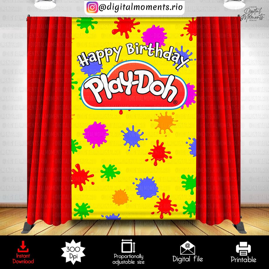 Play-Doh 5x8 Digital Backdrop Design, Instant Download | Digital Download for Kids Party or Event
