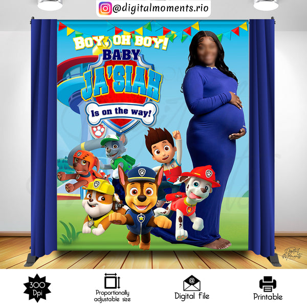 Paw Patrol 7x8 Custom Backdrop with picture, Digital file only | Custom Digital Download for Kids Party or Event