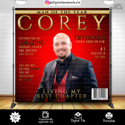 Black, Red and Gold 8x8 50th Birthday Custom Backdrop, Custom Digital File | Digital Download for Events. 50th, 8x8, arts, backdrop, backdro…