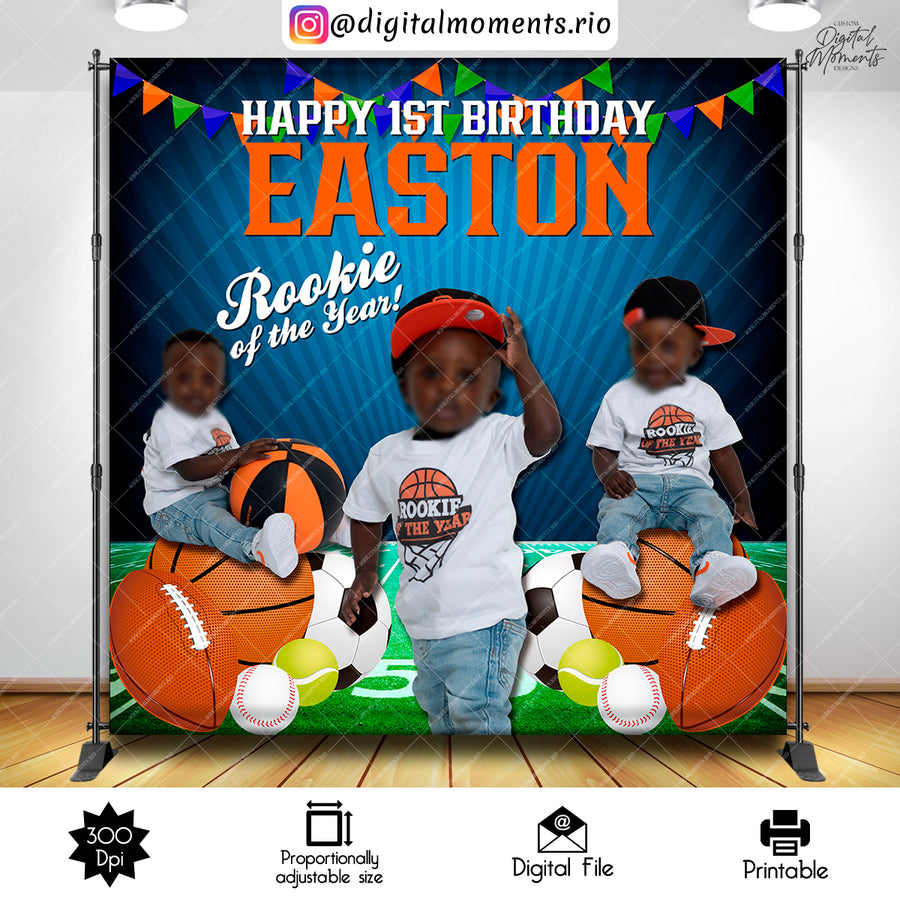 Roockie of the Year 8x8 Custom Backdrop, Digital file only | Custom Digital Download for Kids Party or Event