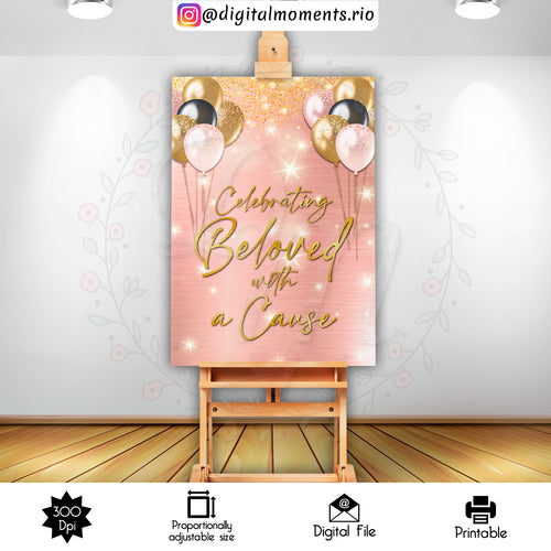 Rose Gold 24x36 Welcome Sign Custom Design, Digital file only | Digital Download for Events