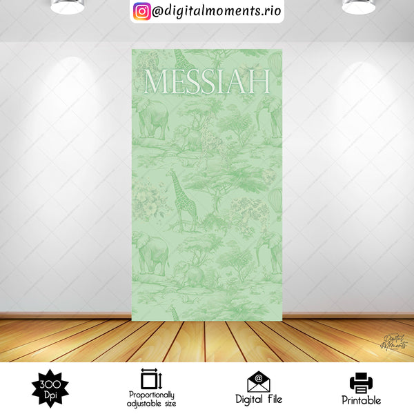 Safari Toile de Jouy 4x7 Baby Shower Custom Backdrop, Digital file only | Custom Digital Download for Kids Party or Event