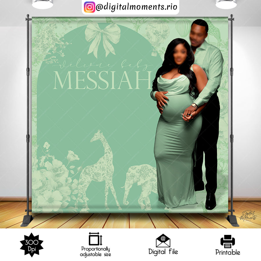 Safari Toile de Jouy 8x8 Custom Backdrop with picture, Digital file only | Custom Digital Download for Kids Party or Event