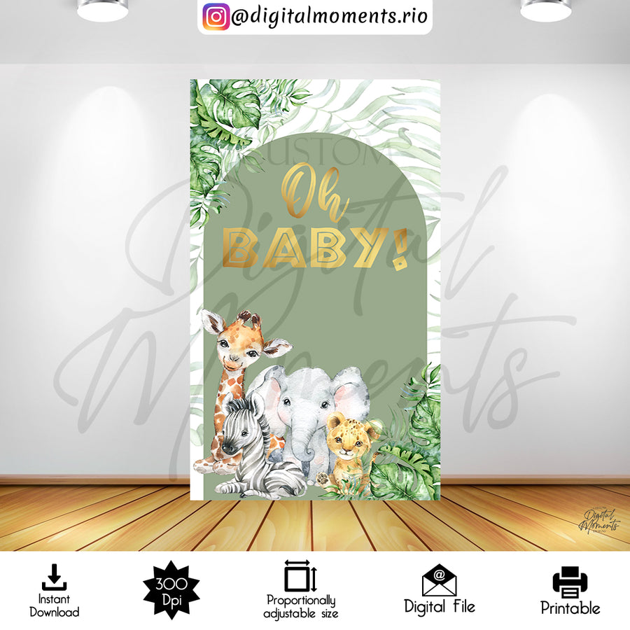 Safary Baby 4x7 Digital Panel Design, Instant Download | Custom Digital Download for Kids Party or Event