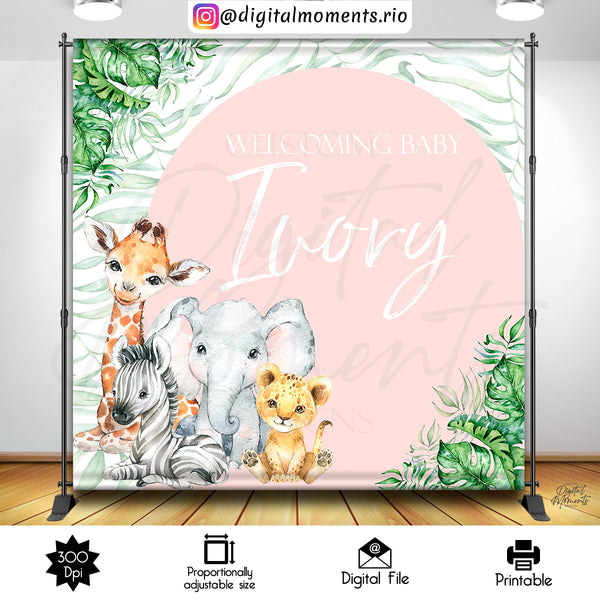 Safari Baby  8x8 Custom Backdrop Design, Custom Digital File | Digital Download for Events for Events. 8x8, arts, baby, backdrop, backdrop-s…