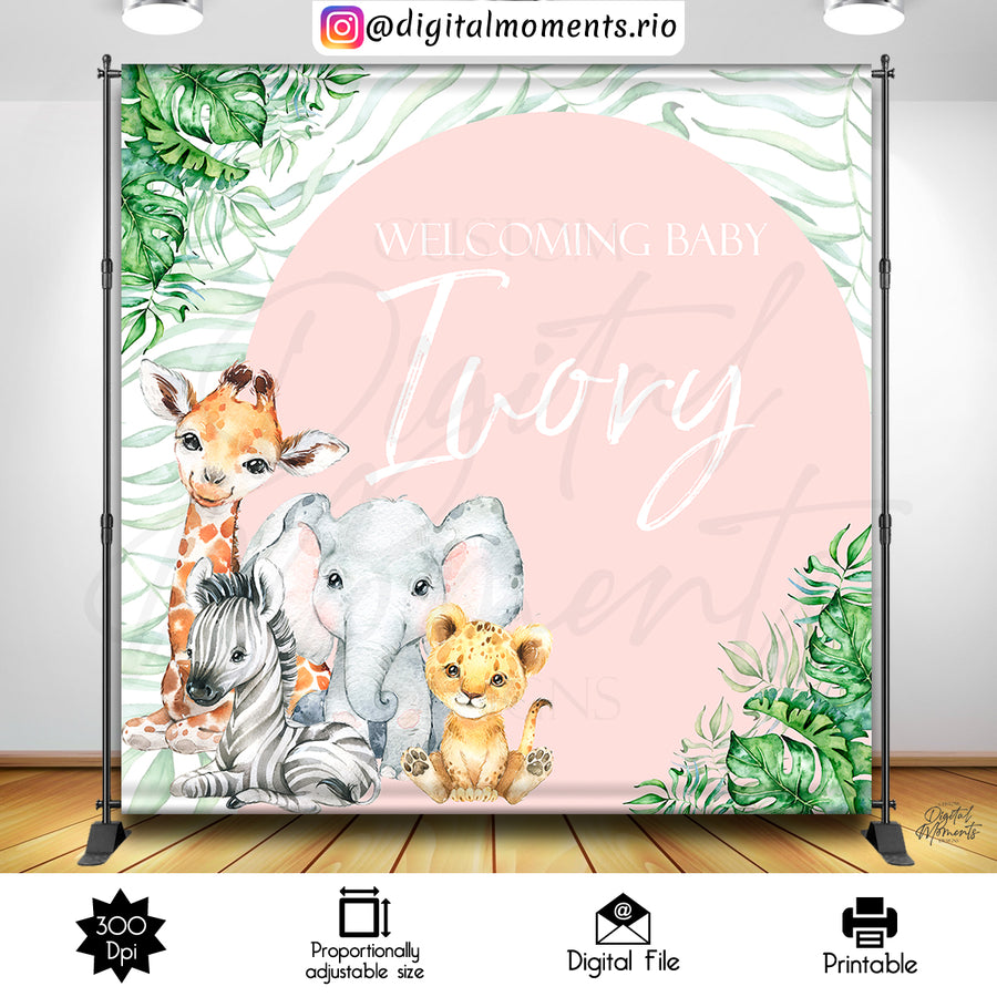 Safari Baby  8x8 Custom Backdrop Design, Digital file only | Custom Digital Download for Kids Party or Event