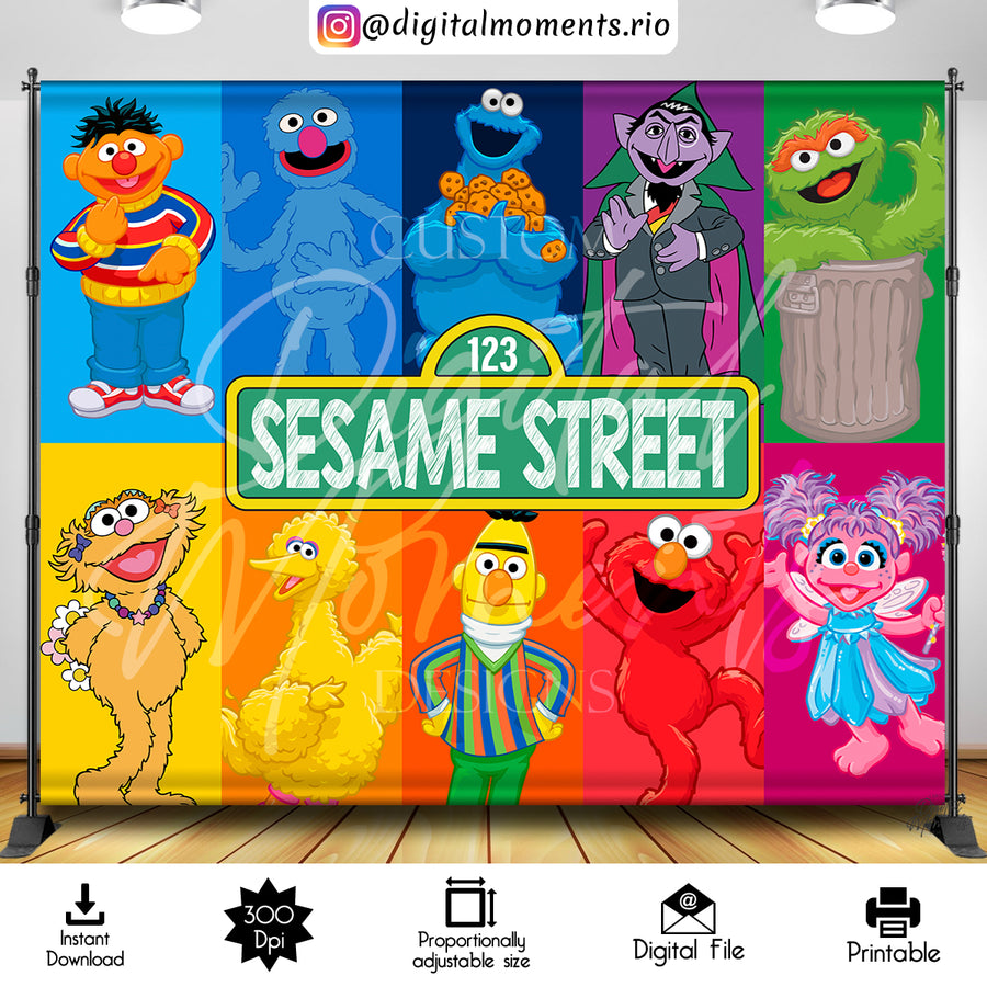 Sesame Street 10x8 Digital Backdrop Design, Instant Download | Custom Digital Download for Kids Party or Event