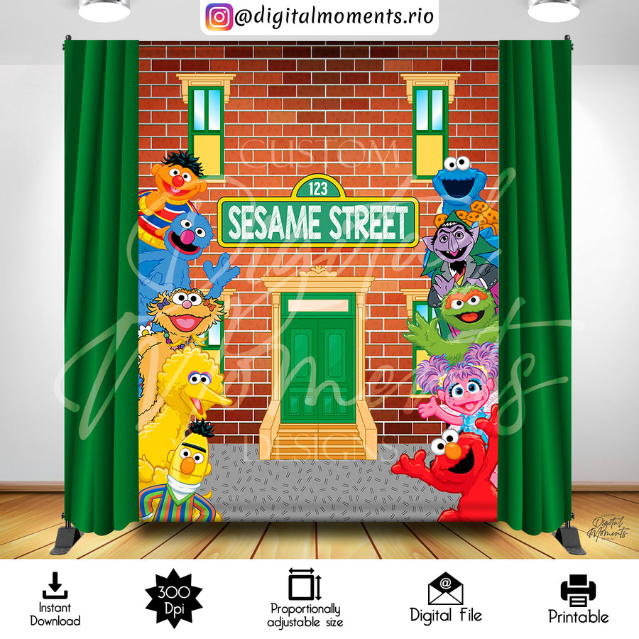 Sesame Street 6x8 Digital Backdrop Design, Instant Download | Custom Digital Download for Kids Party or Event