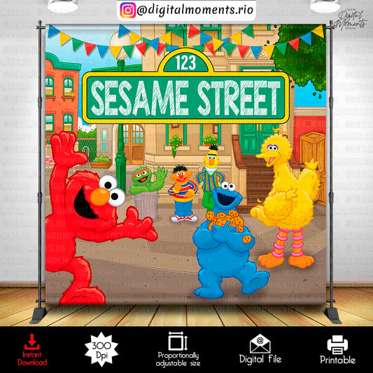Sesame Street 8x8 Digital Backdrop Design, Instant Download | Digital Download for Events
