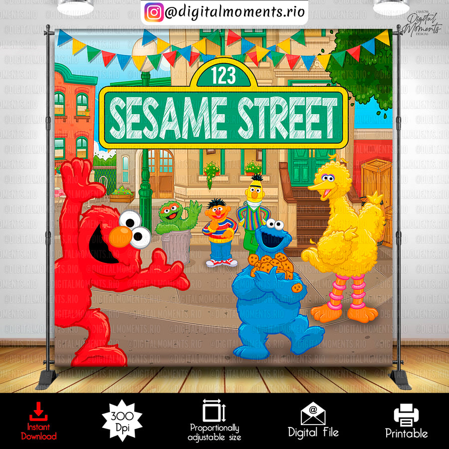 Sesame Street 8x8 Digital Backdrop Design, Instant Download | Custom Digital Download for Kids Party or Event