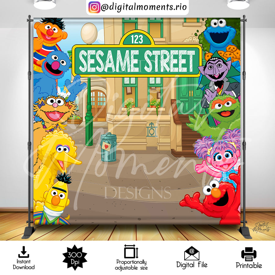 Sesame Street 8x8 Digital Backdrop Design, Instant Download | Custom Digital Download for Kids Party or Event