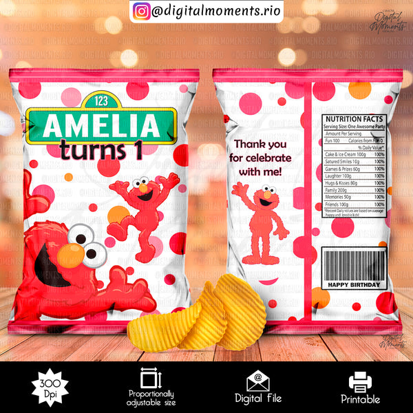 Sesame Street Custom Chip Bag Design - Digital File | Digital Download for Events for Events. arts, bag, celebration, chip, custom, design, …