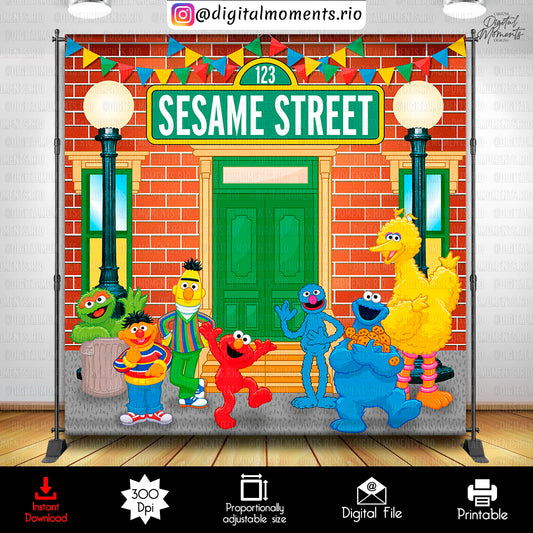 Sesame Street 8x8 Digital Backdrop Design, Instant Download | Digital Download for Events