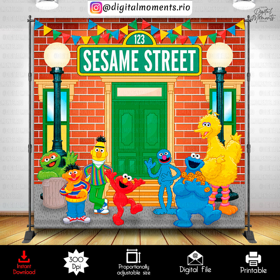 Sesame Street 8x8 Digital Backdrop Design, Instant Download | Custom Digital Download for Kids Party or Event