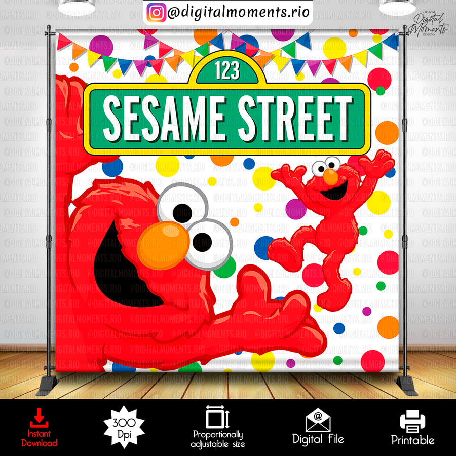 Sesame Street 8x8 Digital Backdrop Design, Instant Download | Custom Digital Download for Kids Party or Event
