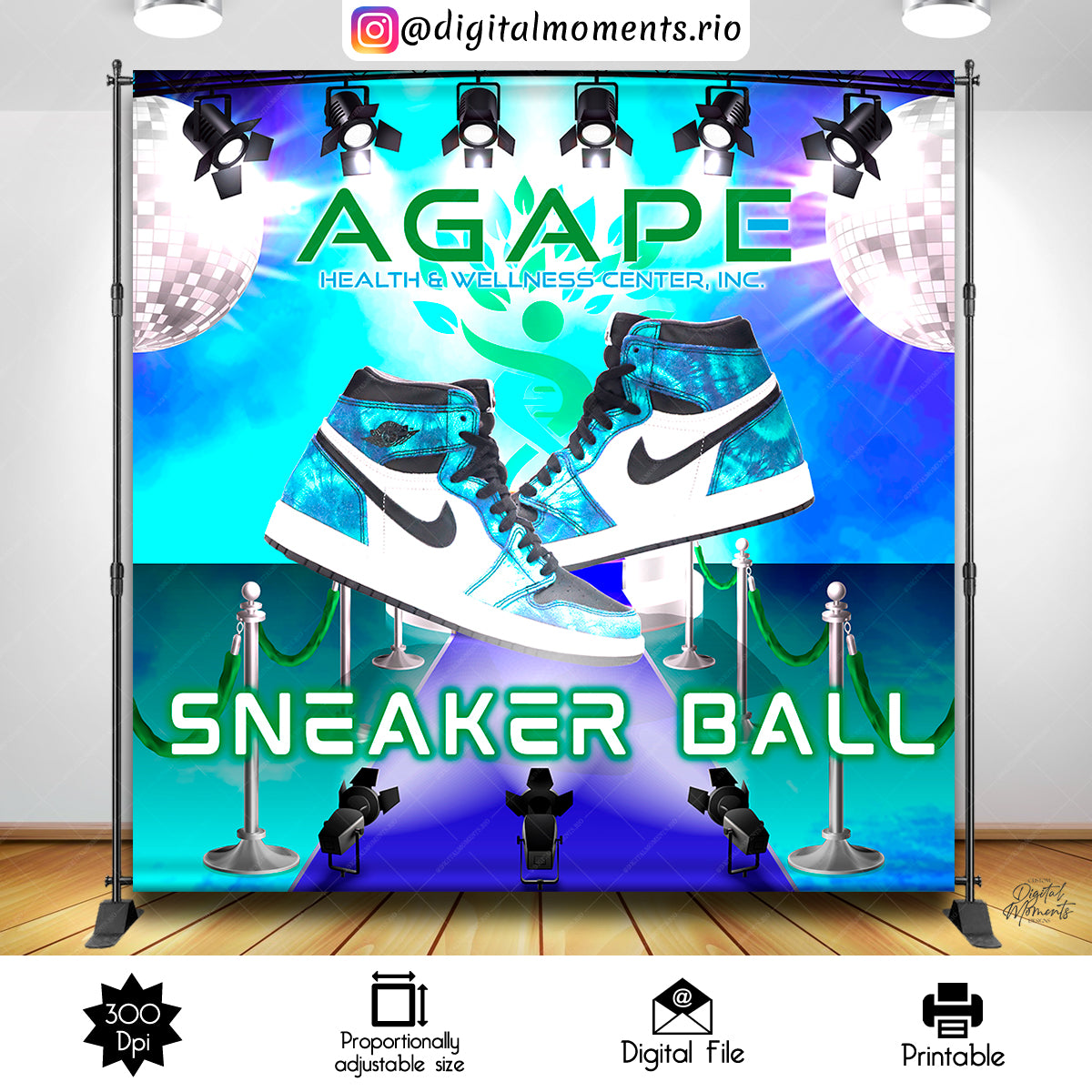 Sneaker Ball 8x8 Fondo personalizado, solo archivo digital