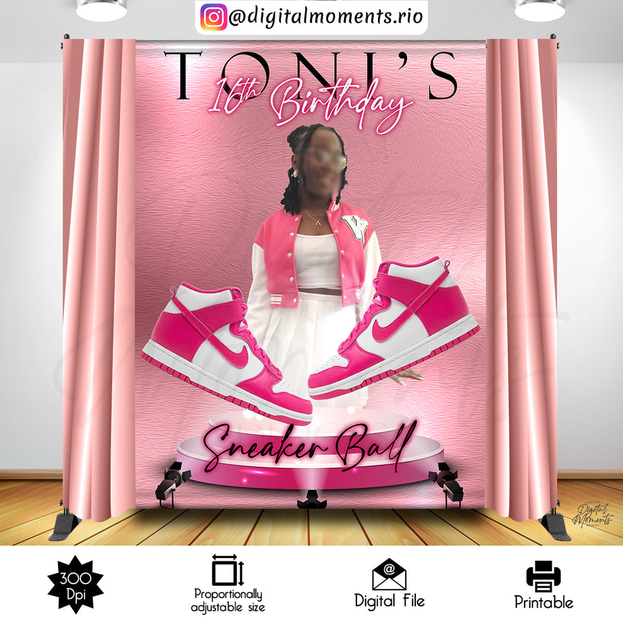 Sneaker Ball 6x8 Custom Backdrop with 1 picture, Digital file only | Custom Digital Download for Kids Party or Event
