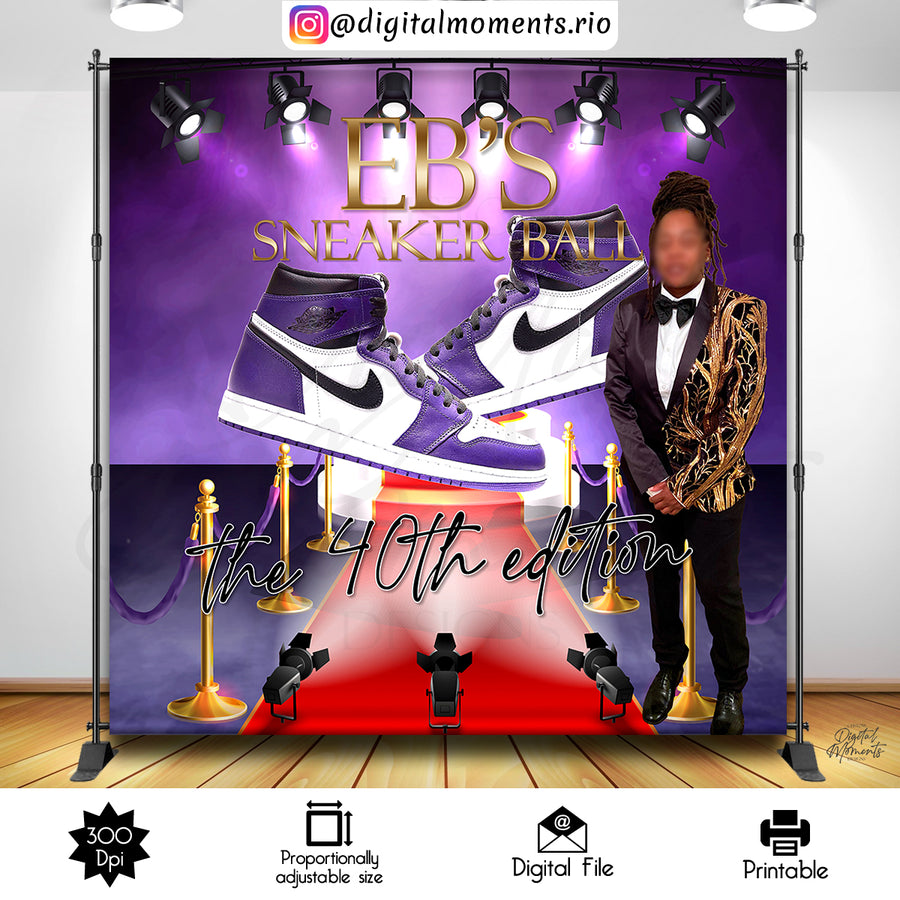Sneaker Ball 8x8 Custom Backdrop with 1 picture, Digital file only | Custom Digital Download for Kids Party or Event
