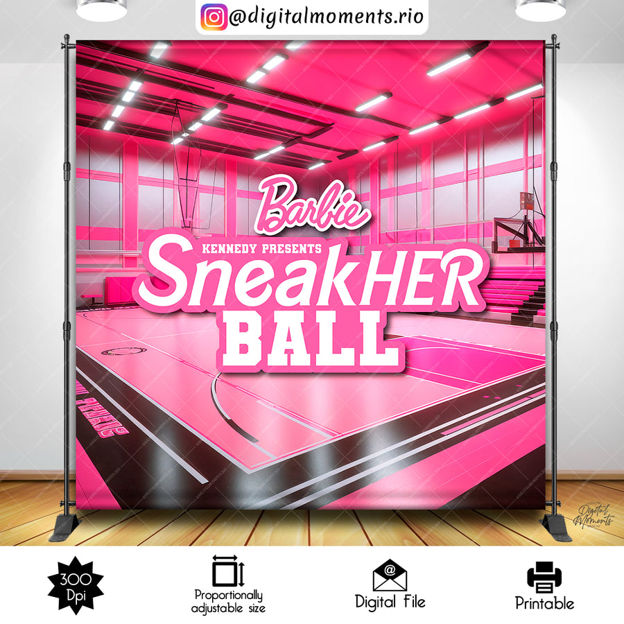 Barbie Sneaker Ball 8x8 Custom Backdrop with picture, Digital file only | Custom Digital Download for Kids Party or Event