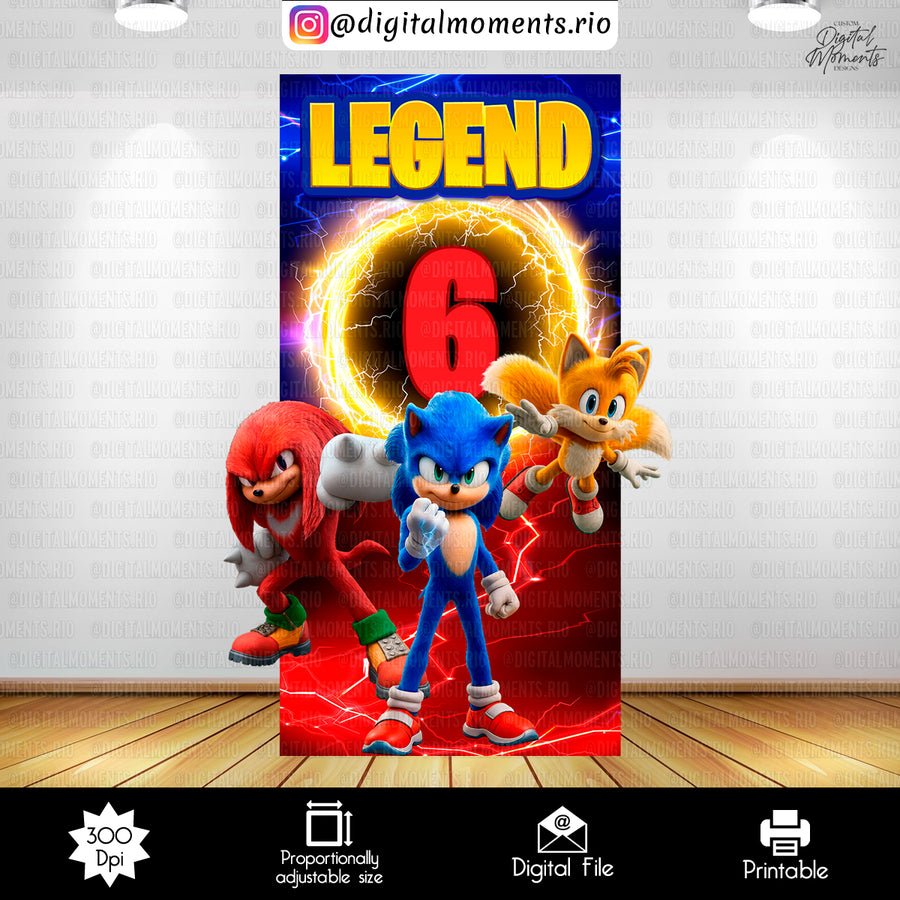 Sonic Birthday 4x7 Panel Wall Custom Design, Custom Digit...