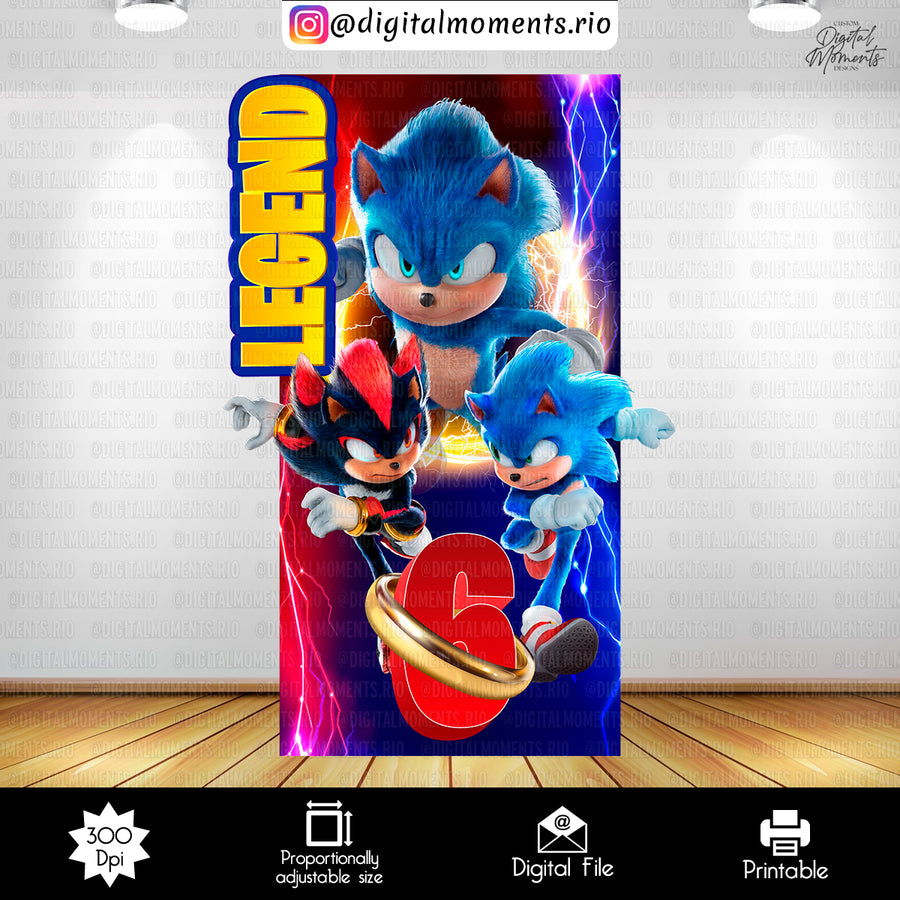 Sonic Birthday 4x7 Panel Wall Custom Design, Custom Digit...