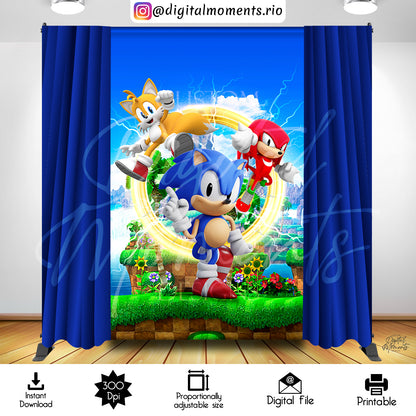 Diseño de fondo digital Sonic 5x8, descarga instantánea