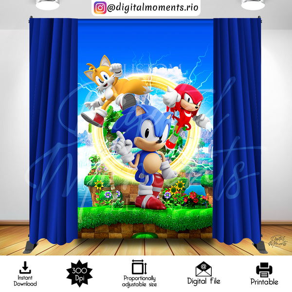 Sonic 5x8 Digital Backdrop Design, Instant Download | Custom Digital Download for Kids Party or Event